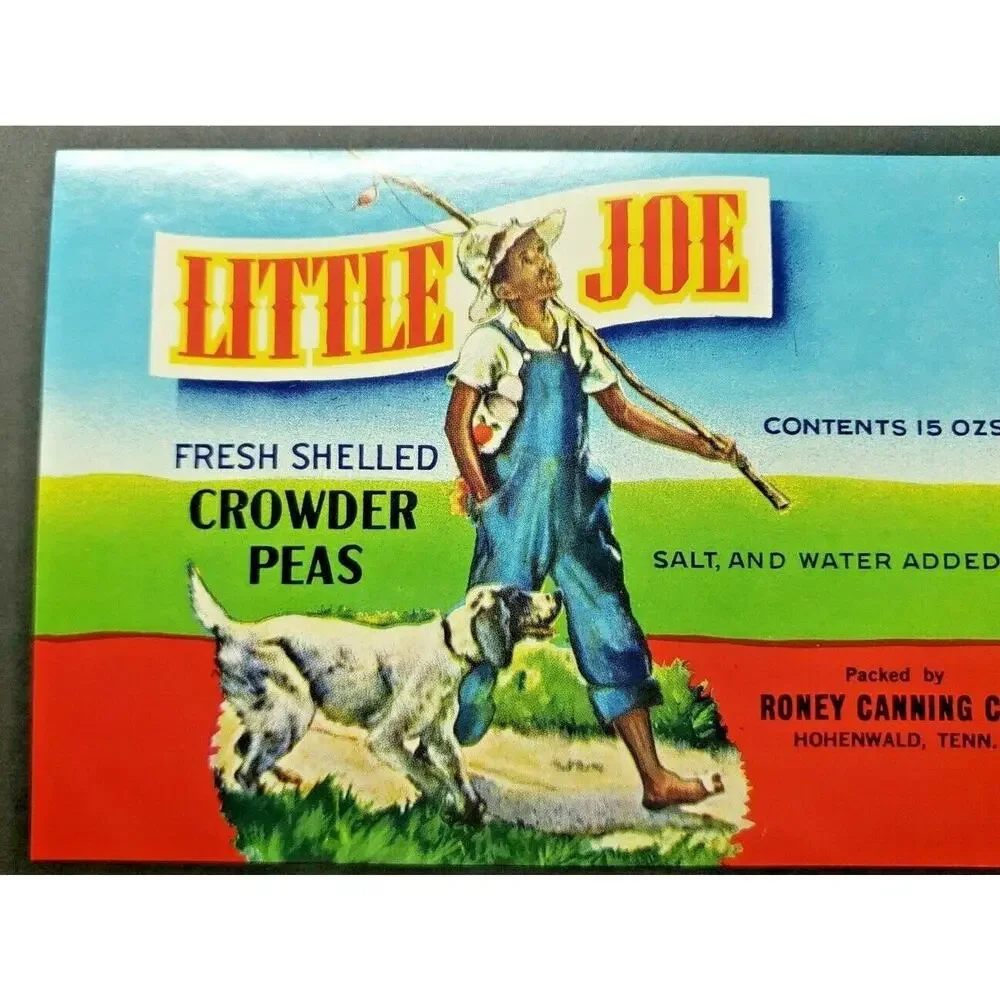 Vintage‎ Little Joe Fresh Crowder Peas, Roney Canning Co 1940s Can Label Z2